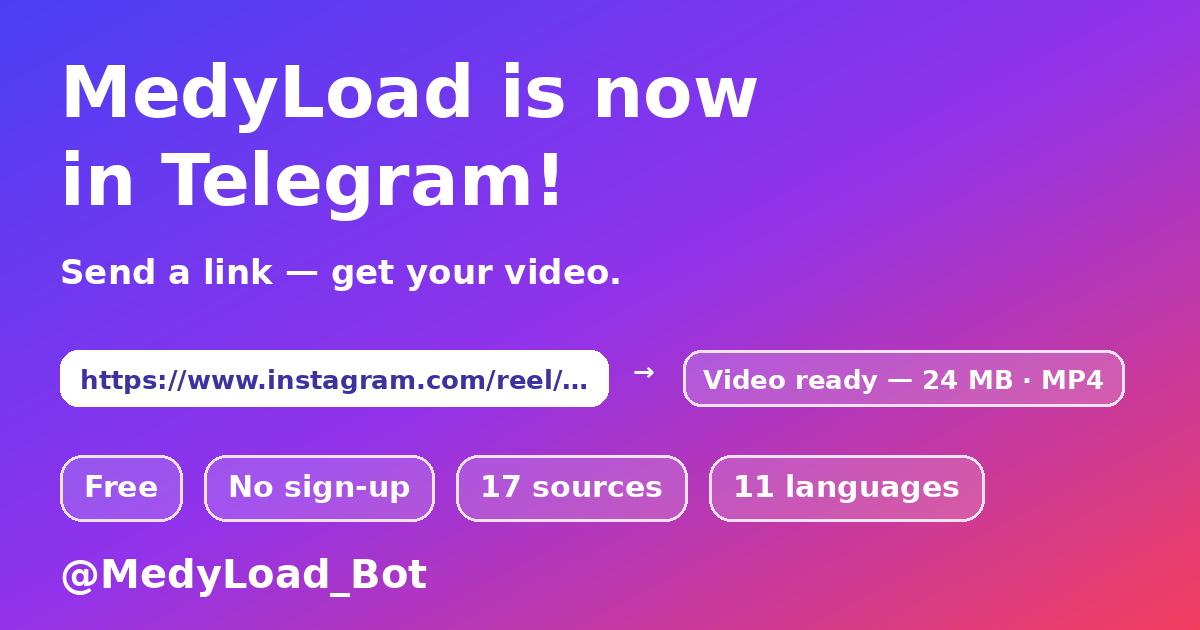 MedyLoad — การดาวน์โหลดวิดีโอผ่านบอท Telegram